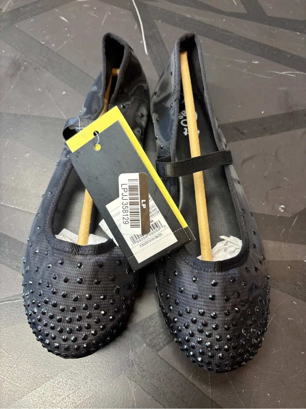 art class Black Crystal-Studded Mary Jane Flats b187s